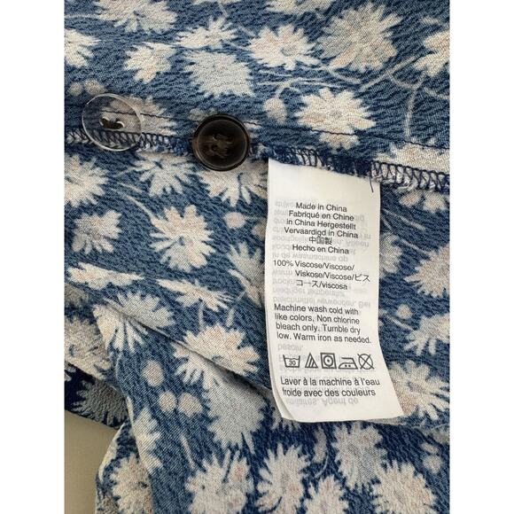 Madewell Floral Button Wrap Mini Dress Womans 10 French Blue Boho Cottagecore‎ - Picture 12 of 15
